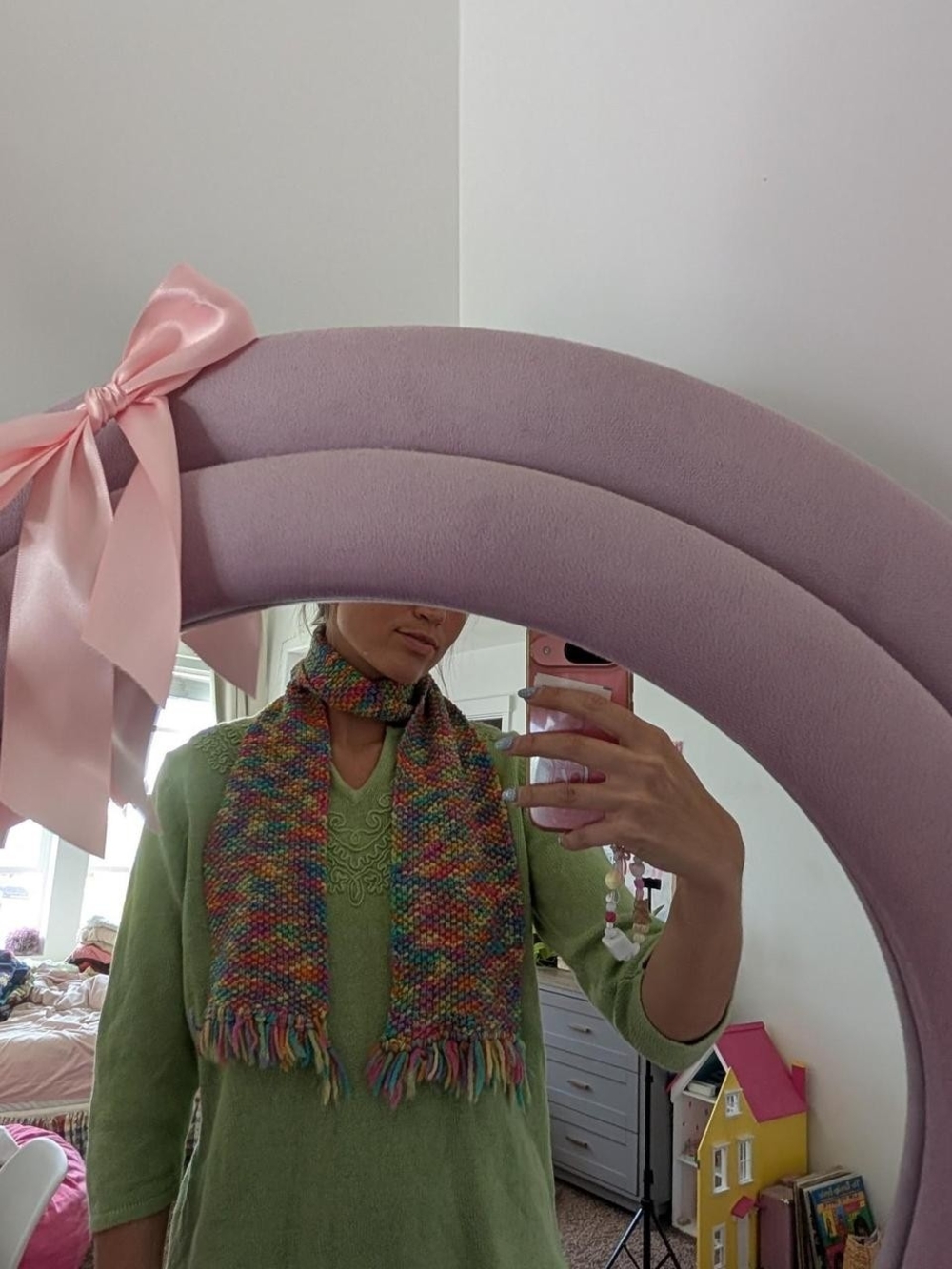 Multicolor Knit Fringe Scarf